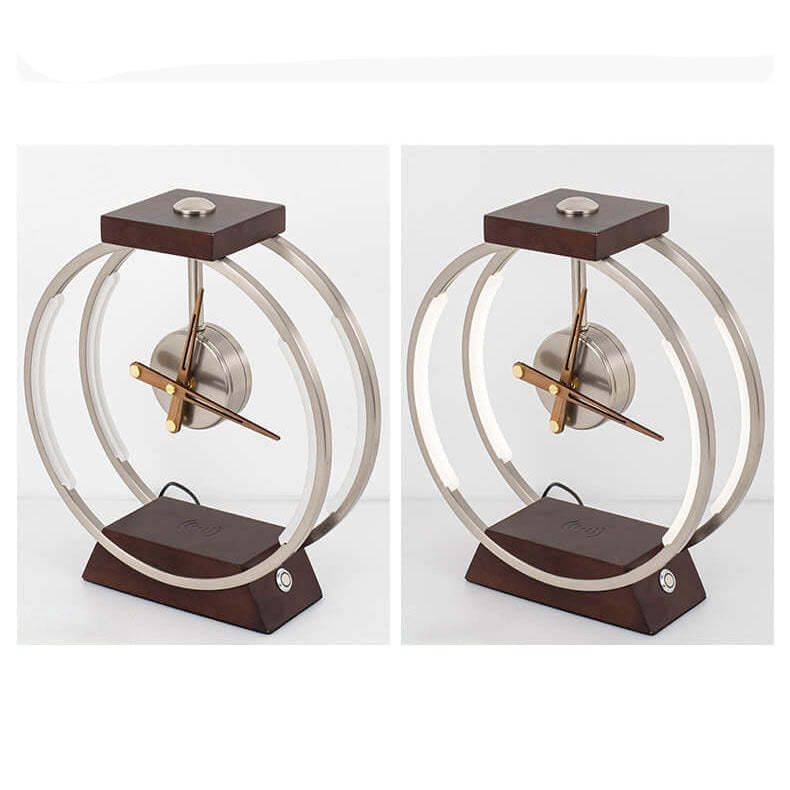 Luxury Clock Wireless Charging LED Touch Table Lamp