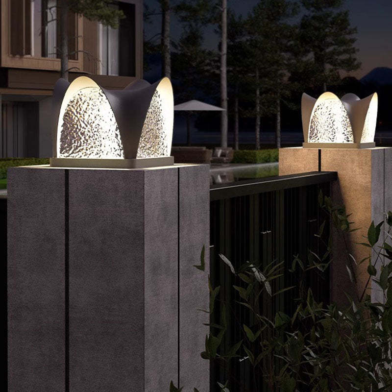 Art Deco Solar Curve Cube LED Outdoor Landscape Light