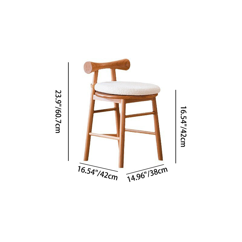 Modern Wood Lambswool Round Vanity Stool
