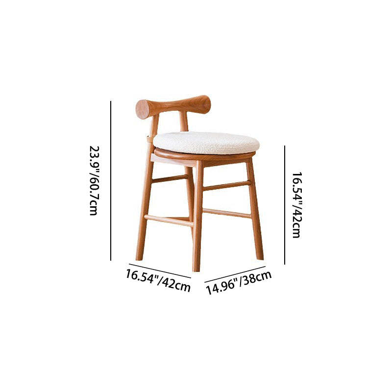 Modern Wood Lambswool Round Vanity Stool