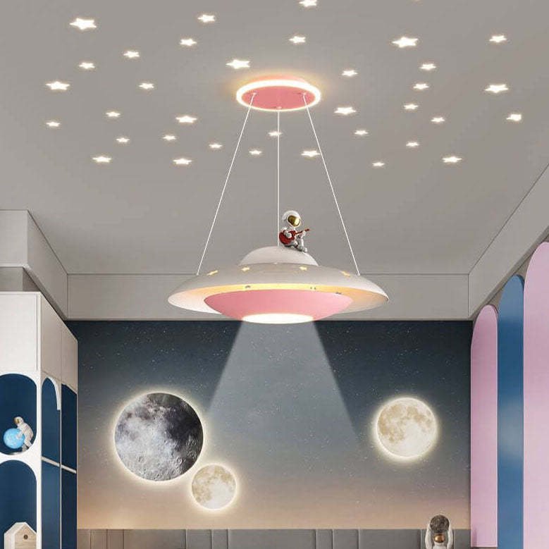 Modern Flying Saucer Astronaut Kids LED Chandelier