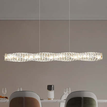 Modern Stainless Steel Crystal Strip LED Island Pendant