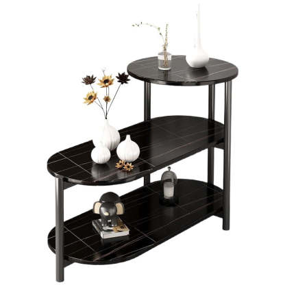 Minimalist Oval Iron 3-Tier End Table