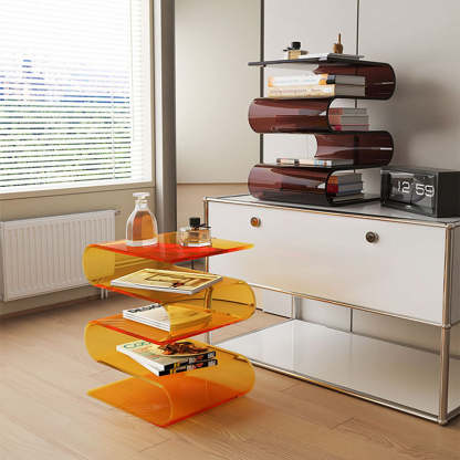 Contemporary Curved Acrylic 5-Tier End Table