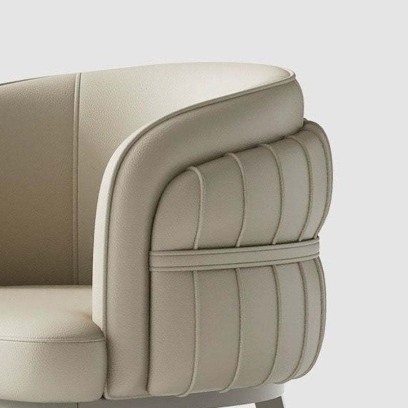 Modern Round Upholstered Leather Steel Dining Chair