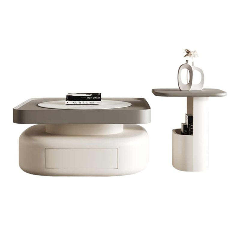 Modern Rock Panel Steel End Table