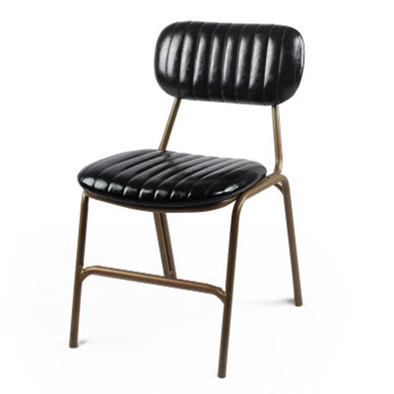 Industrial Leather Iron Striped Dining Chair