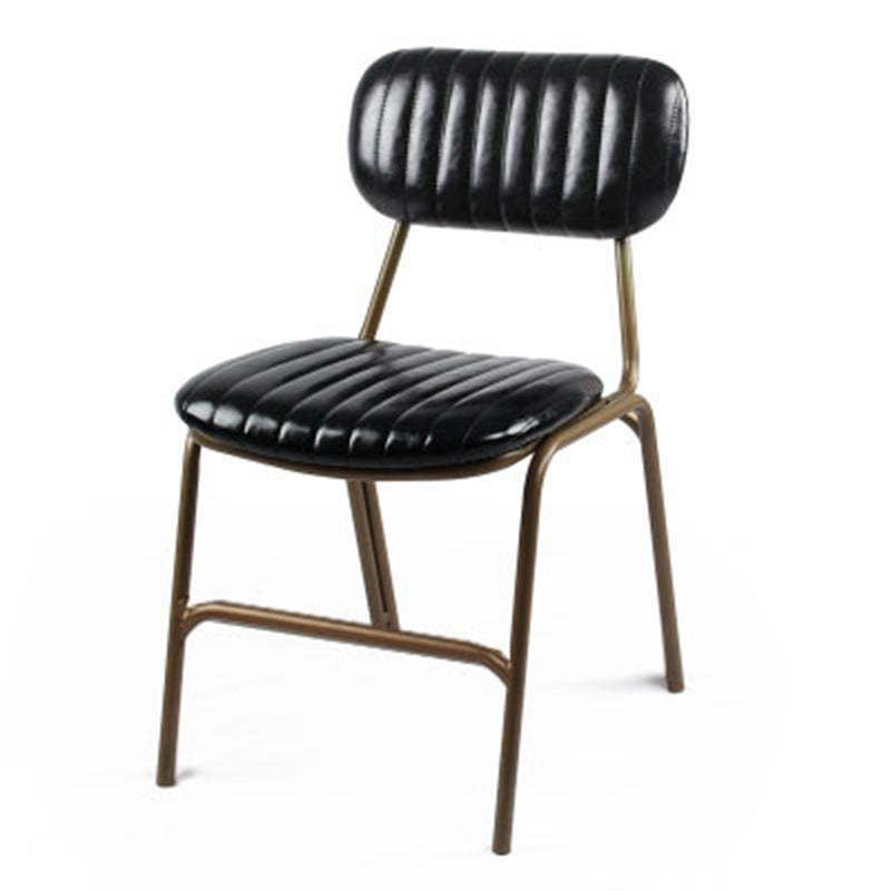 Industrial Leather Iron Striped Dining Chair