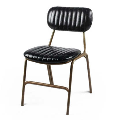 Industrial Leather Iron Striped Dining Chair