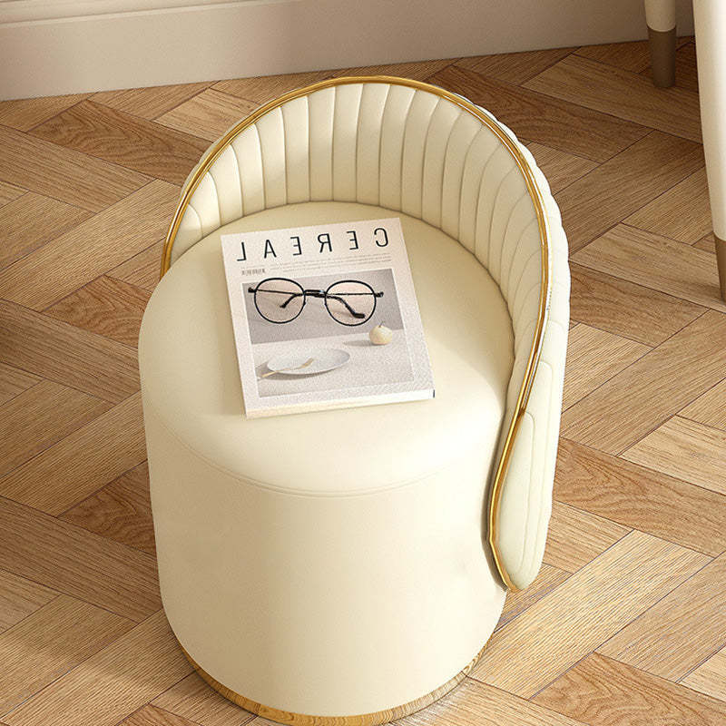 Minimalist Cylinder Iron Leather Vanity Stool