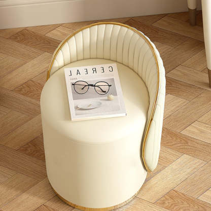 Minimalist Cylinder Iron Leather Vanity Stool