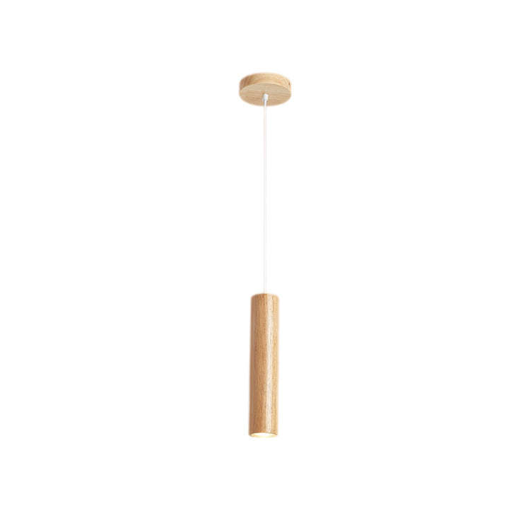 Minimalist Rubberwood Cylinder Spotlight LED Pendant Light