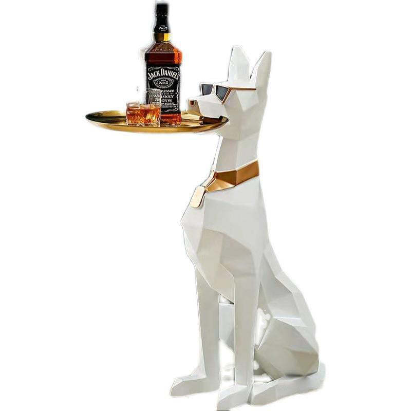 Modern Art Deco Dog Resin Tray Side Table
