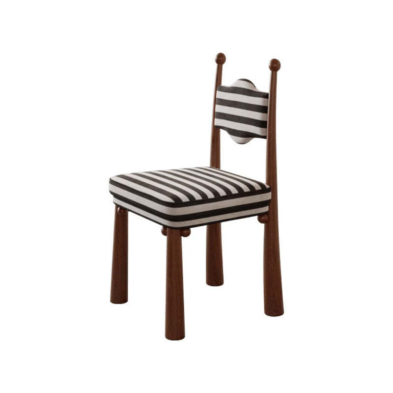 French Zebra-Print Fabric Ash Wood Dining Chair