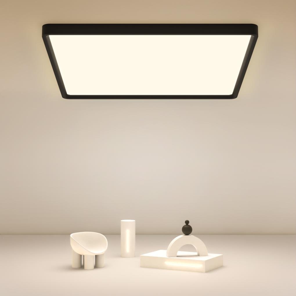 Modern Flat Industrial Black Flush Mount Kitchen Light