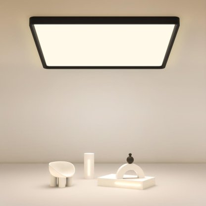 Modern Flat Industrial Black Flush Mount Ceiling Lights for Kitchen Dining Room Lighting-Lighom