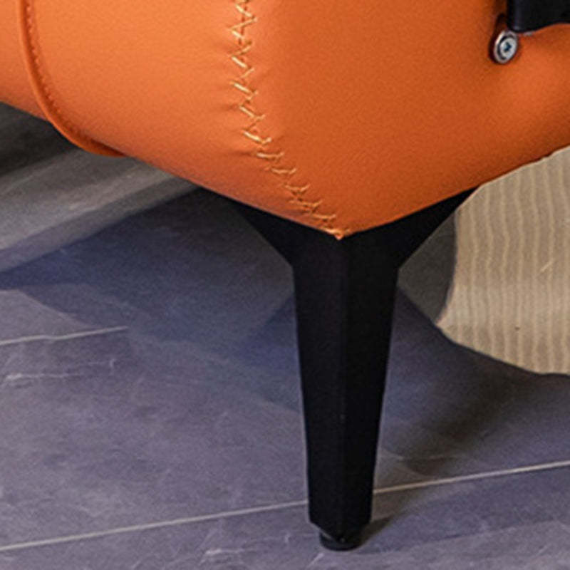 Modern Tufted Faux Leather Portable Footstool