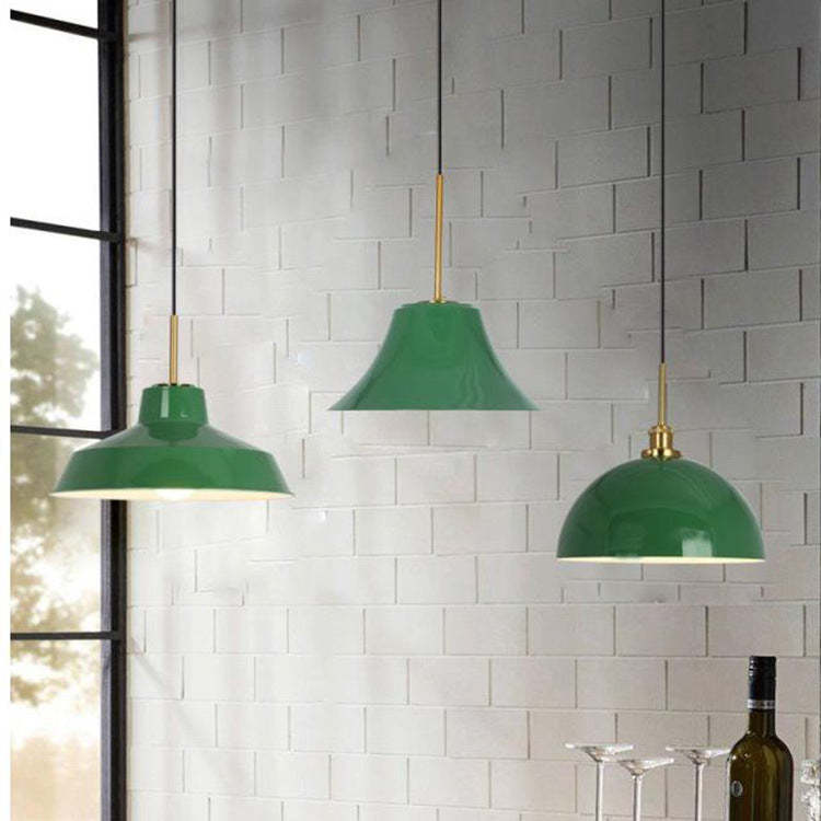 Industrial Vintage Green Iron Dome Cone Pendant