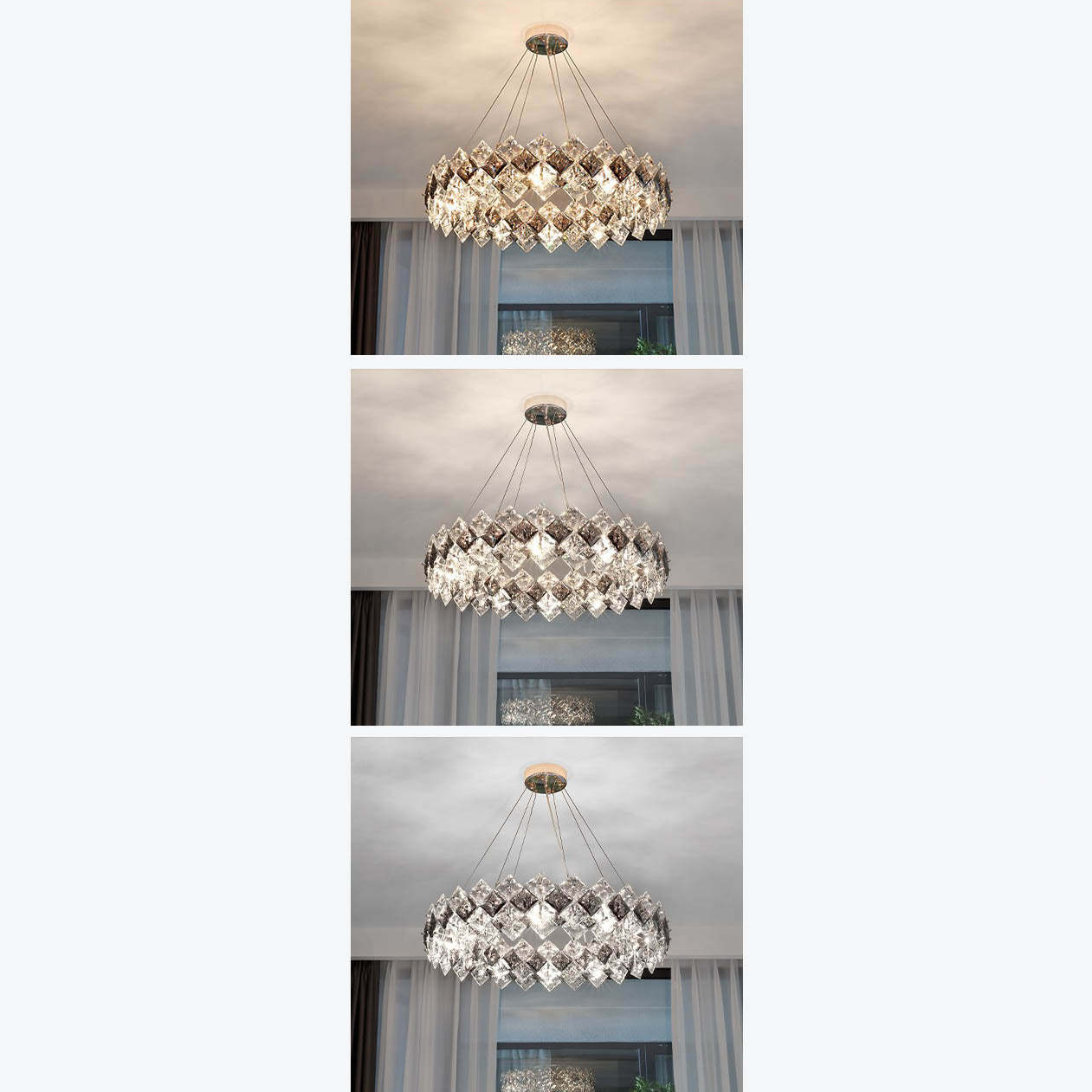 Crystal Diamond Circle Plated Chandelier