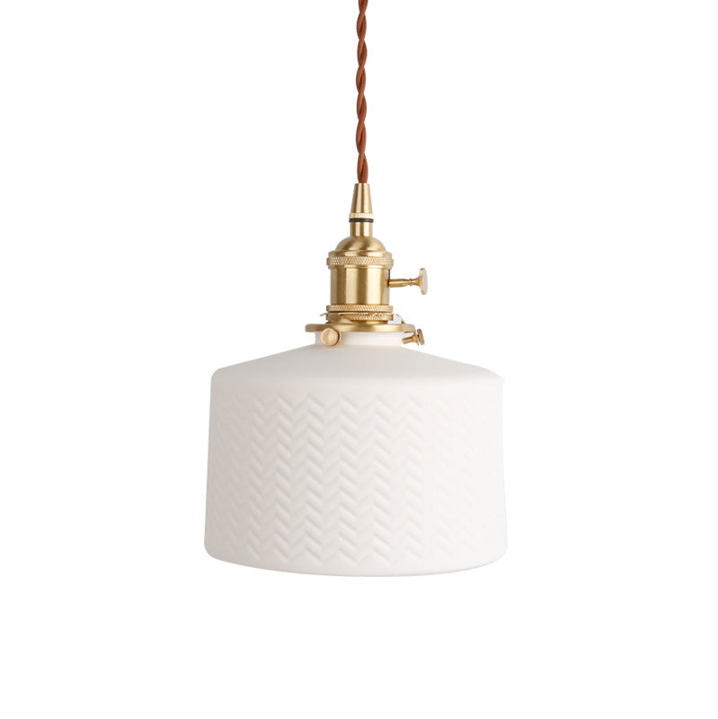 Japanese Minimalist Pure White Ceramic Pendant Light — C / Pure Brass / 220V-240V For UK/AU