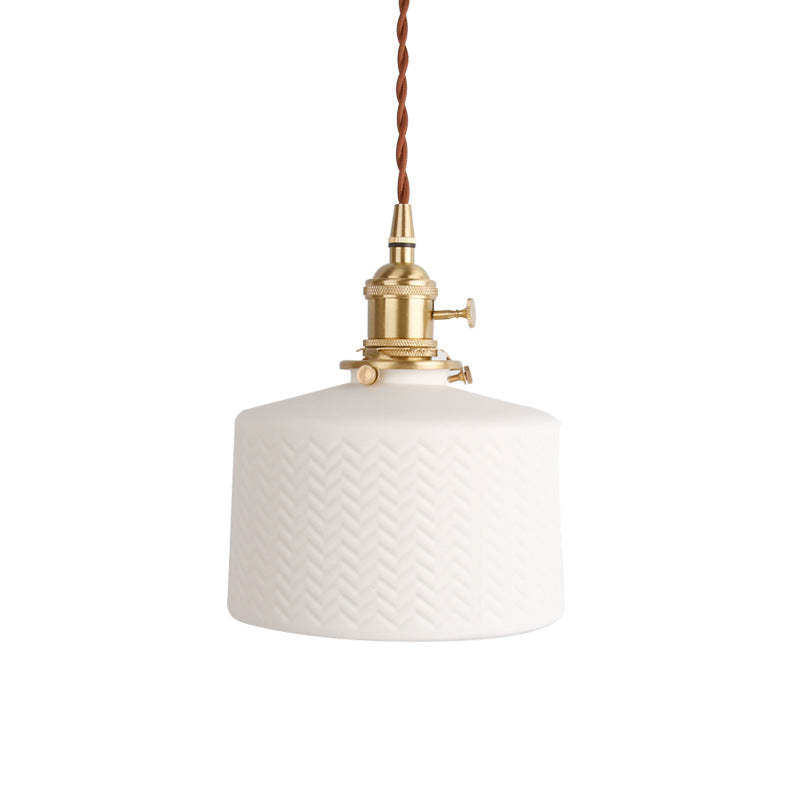 Japanese Minimalist Pure White Ceramic Pendant Light — C / Pure Brass / 220V-240V For UK/AU