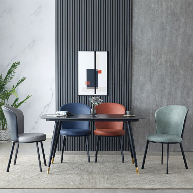 Scandinavian Round Leather Steel Dining Chair