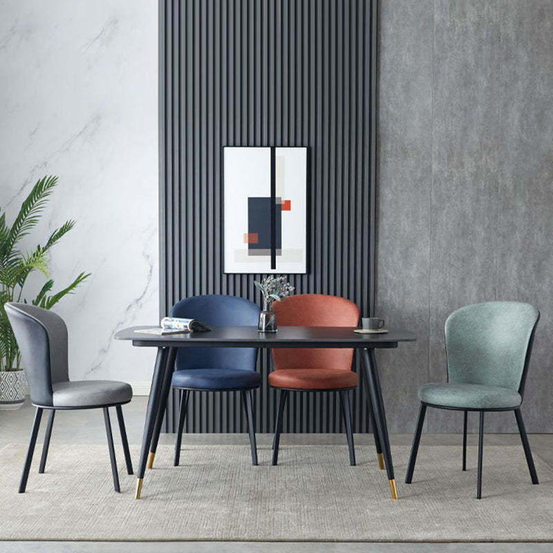 Scandinavian Round Leather Steel Dining Chair