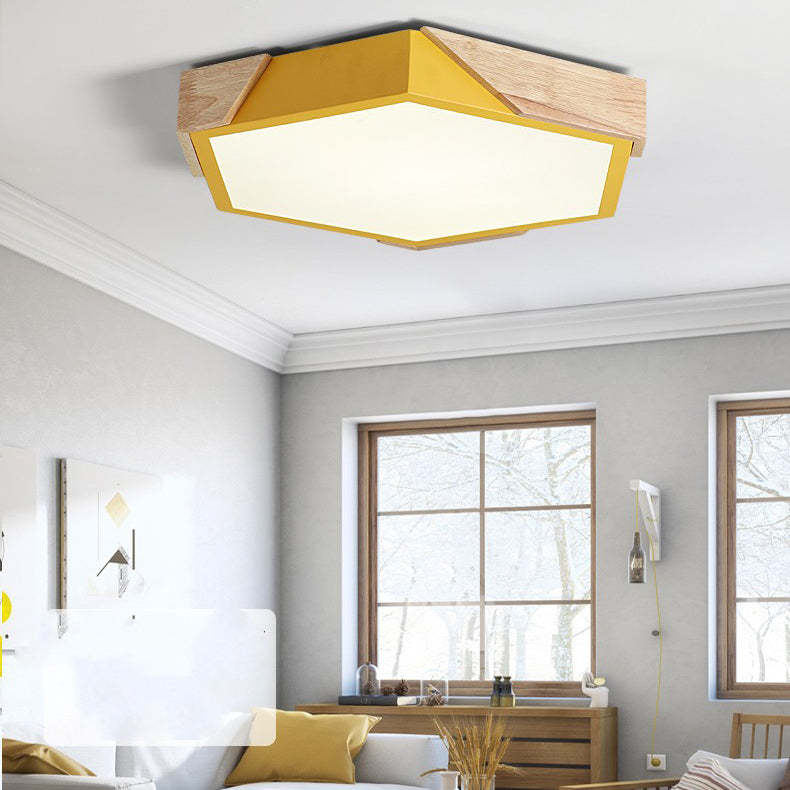 Scandinavian Hexagonal Macaron Flush Mount Light