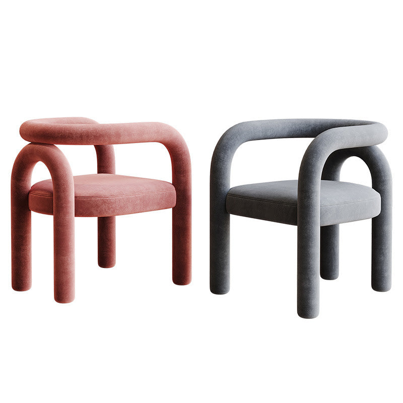 Scandinavian Curved Velvet Steel Armchair