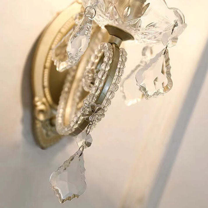 European Vintage Crystal Candelabra Wall Sconce