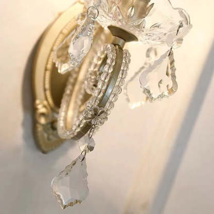 European Vintage Crystal Candelabra Wall Sconce