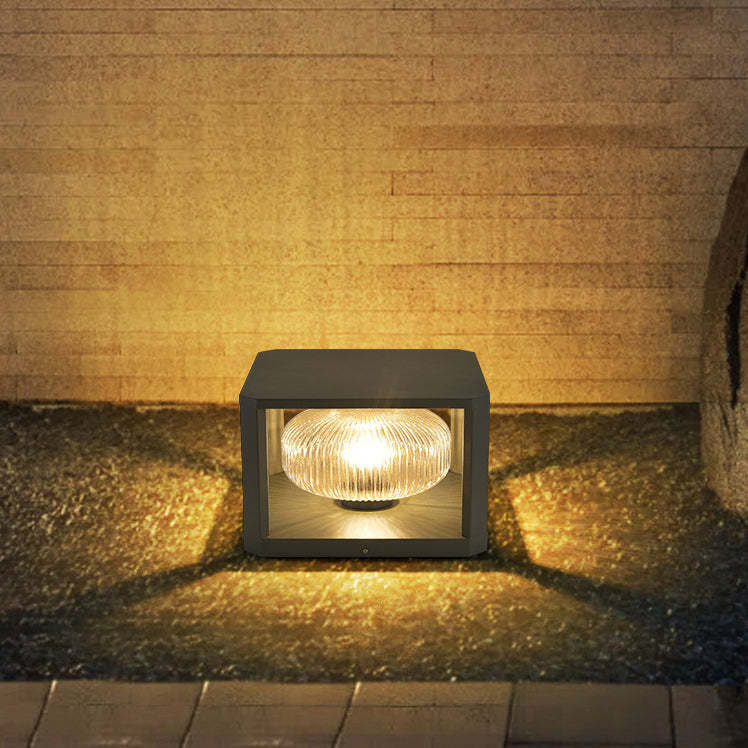 Modern Solar Stainless Steel Glass Cube Ball Landscape Light