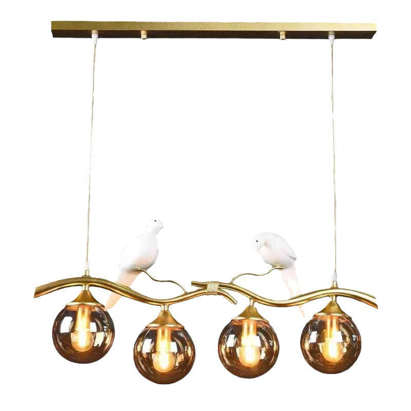 Resin Bird Glass Ball Island Chandelier