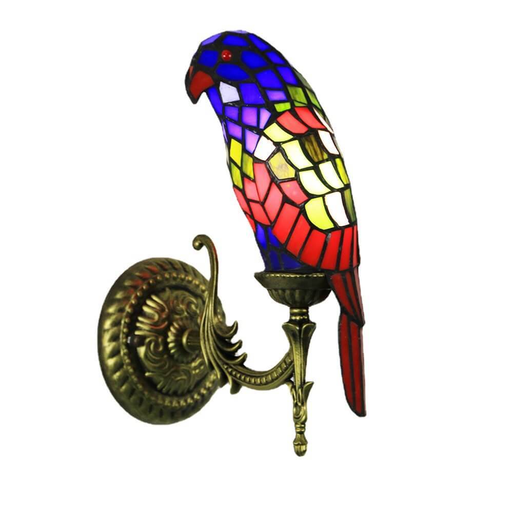 Tiffany Vintage Parrot Stained Glass Sconce