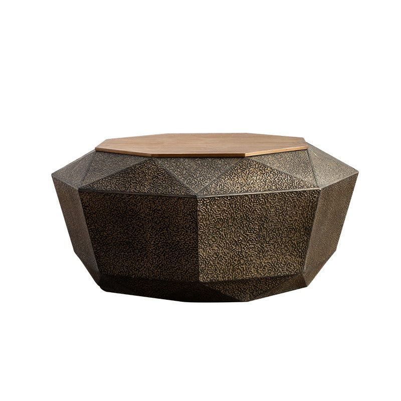 Retro Polygon Iron Pine Coffee Table