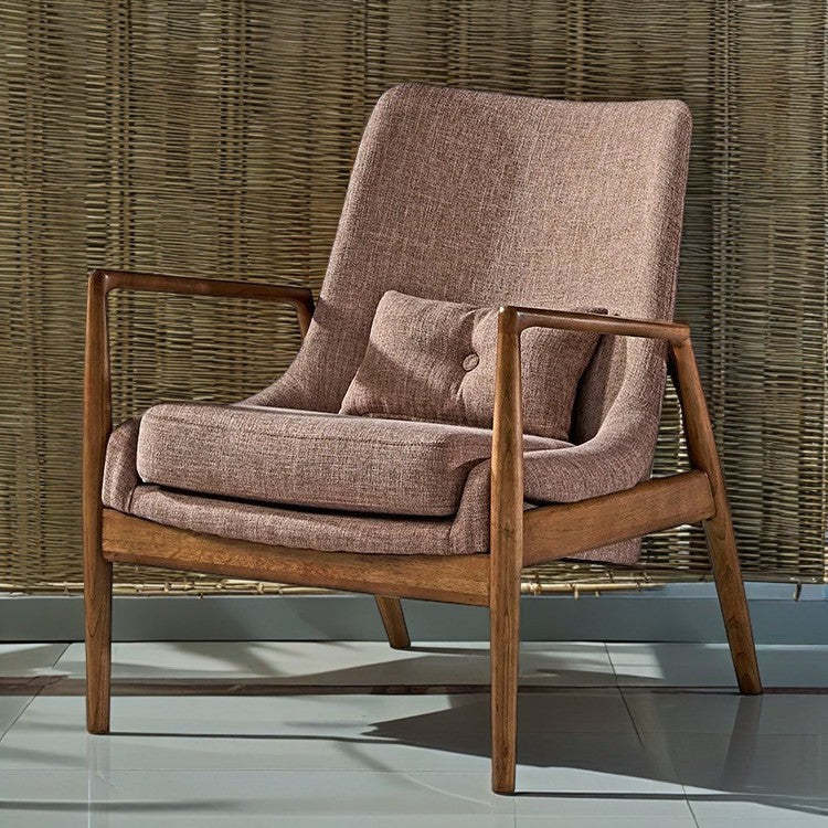 Nordic Fabric Wood Accent Chair