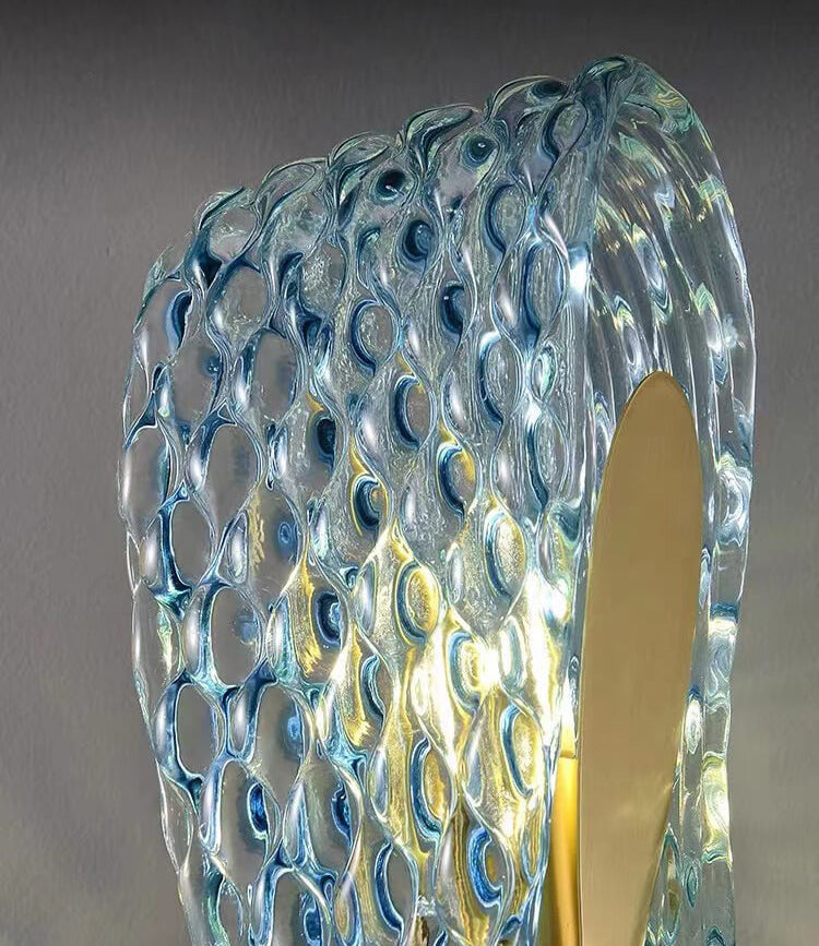 Modern Luxury Blue Floral Glass Sconce — Warm Light (3000K) / 110V-120V For US/CA