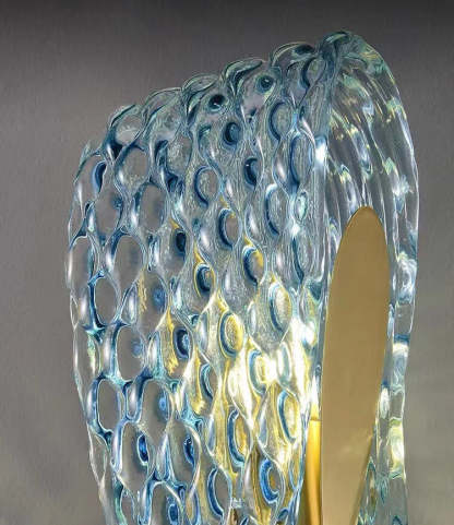 Modern Luxury Blue Floral Glass Sconce — Warm Light (3000K) / 110V-120V For US/CA