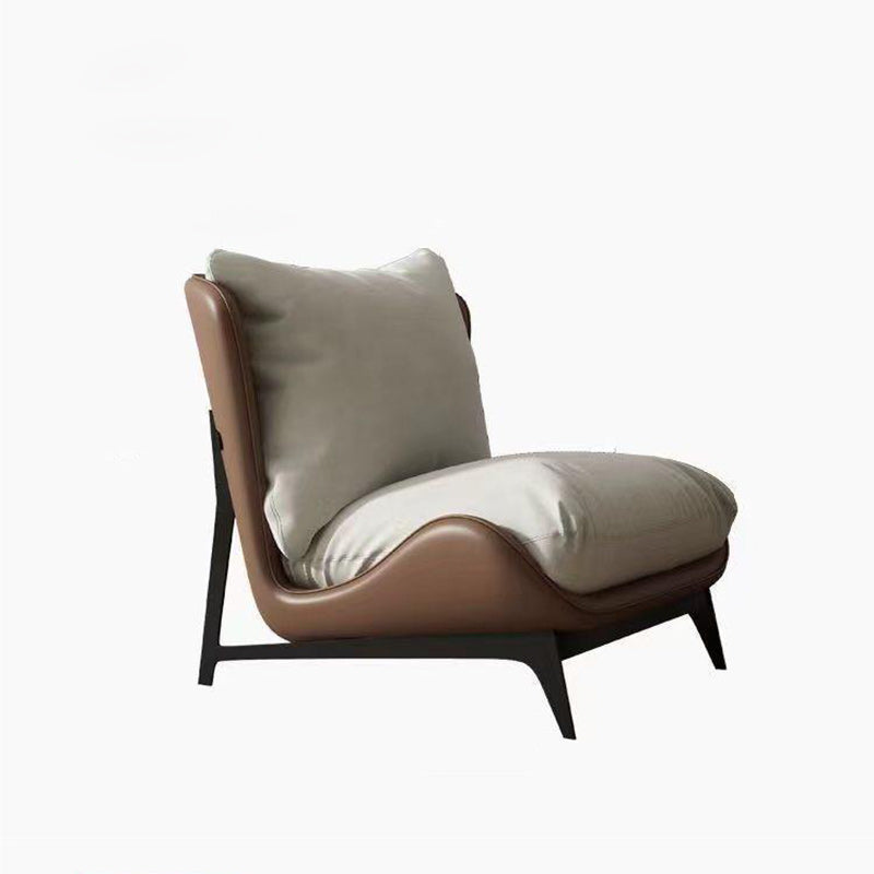 Scandinavian Leather Accent Chair With Footrest