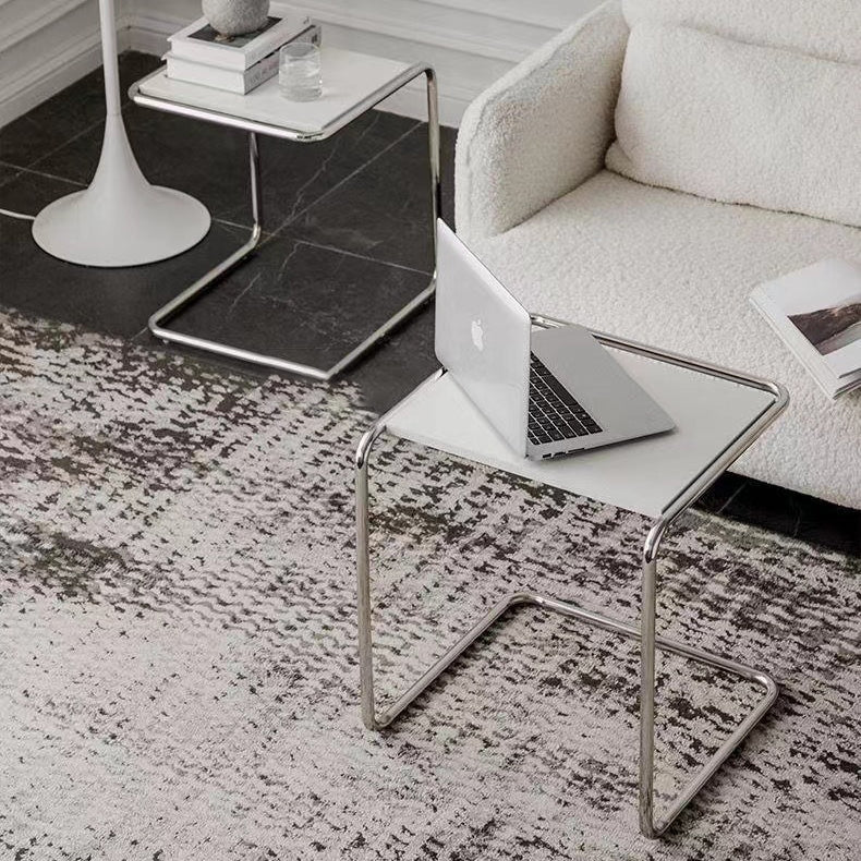 Minimalist C-Shape Wood Steel End Table