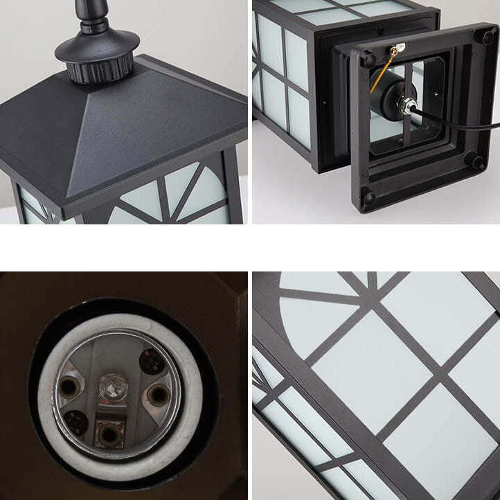 Chinese Frosted Aluminum Cage Post Landscape Light