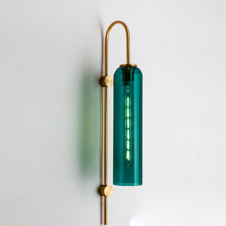 Nordic Luxury Glass Column Bent Arm Sconce — Smoke Gray / 220V-240V For UK/AU