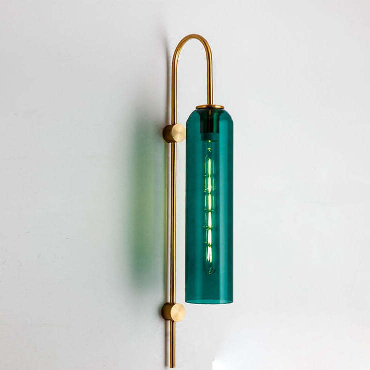 Nordic Luxury Glass Column Bent Arm Sconce — Smoke Gray / 220V-240V For UK/AU