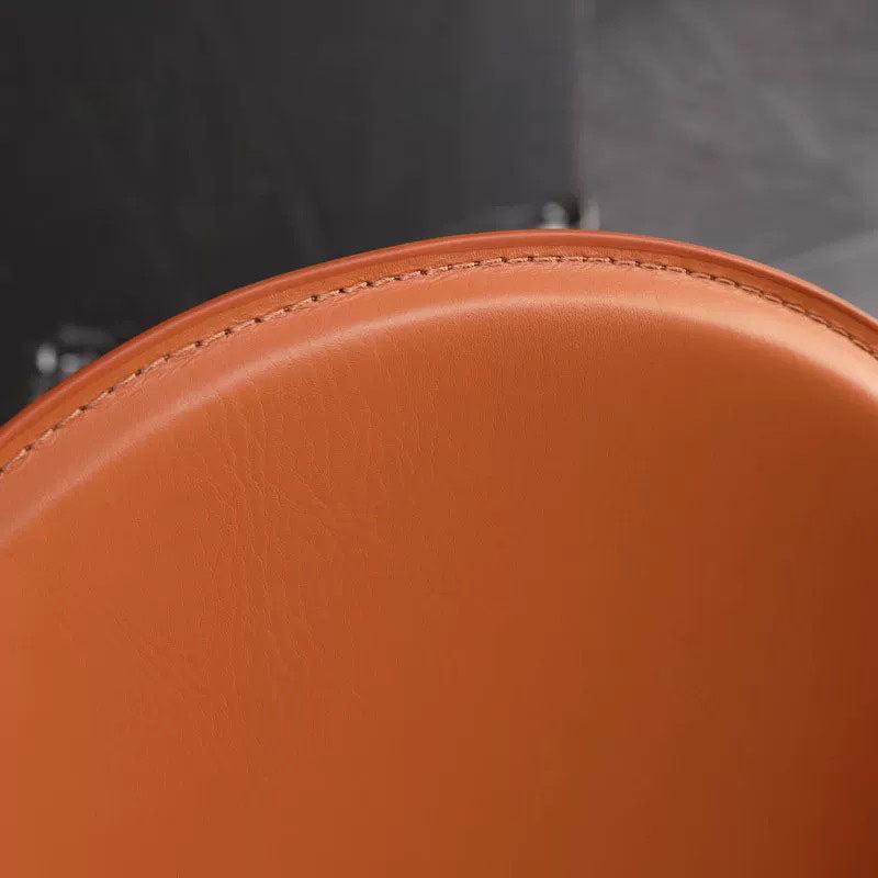 Minimalist Half Oval Leather Metal Dining Chair