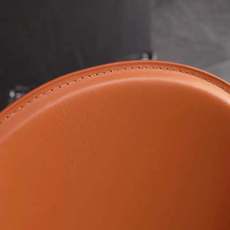 Minimalist Half Oval Leather Metal Dining Chair