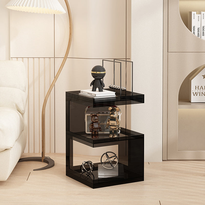 Minimalist Acrylic 3-Tier Square End Table — B / Black