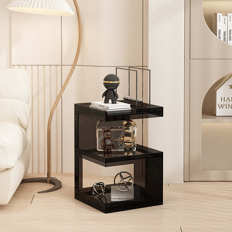Minimalist Acrylic 3-Tier Square End Table — B / Black