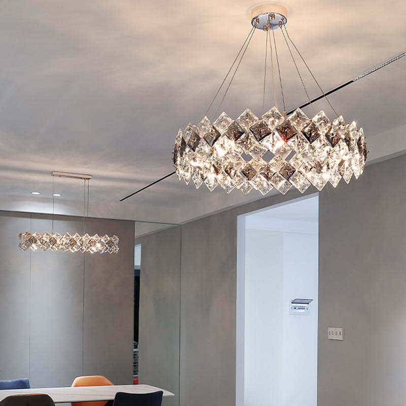 Crystal Diamond Circle Plated Chandelier