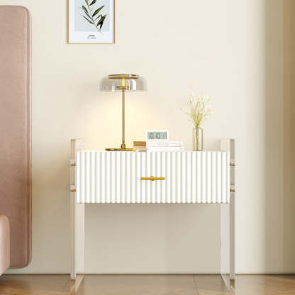Modern Acrylic Rectangular Nightstand 1-Drawer — A