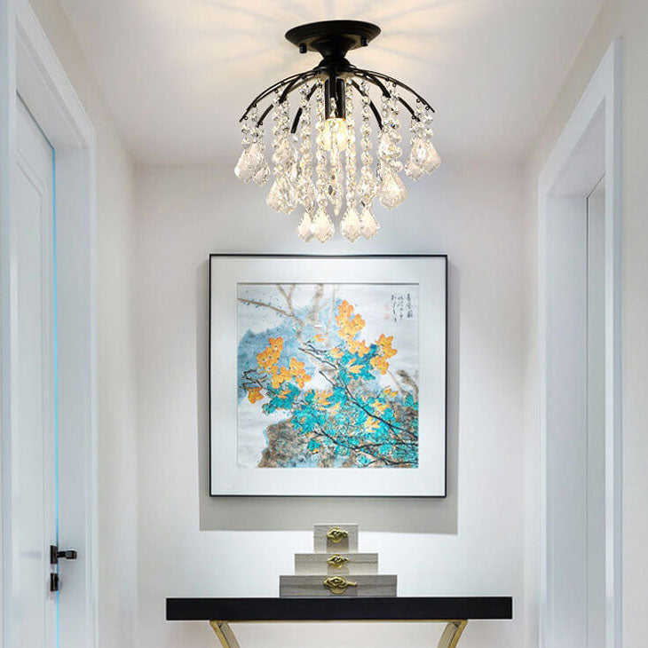 Modern round 1-light semi-flush mount light in iron — Brushed Gold / 220V-240V (UK/AU